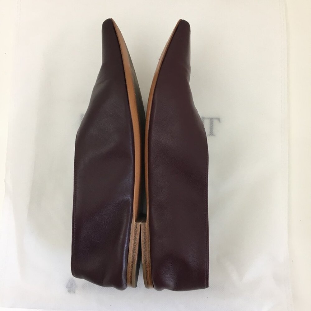 CELINE Authentic Peep Toe Flats Womens 35.5 Made in Italy Burgundy Soft Leather - Picture 9 of 13